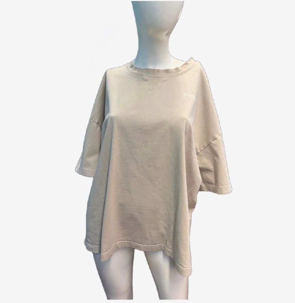 Gymshark Training Oversized T Shirt Desert Beige Womens Size XL Relaxed Fit Cott